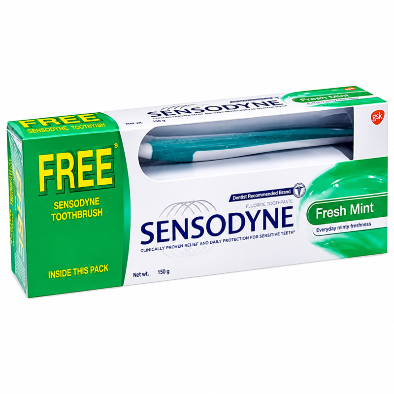 Sensodyne Fresh Mint Toothpaste (Free Brush 1pcs)